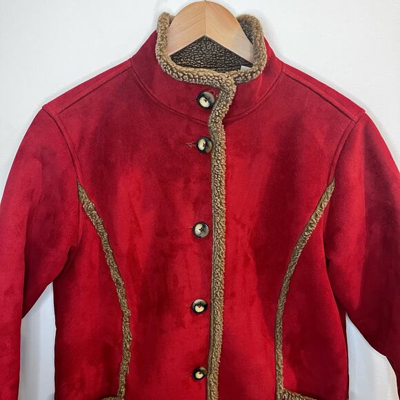 L.L. Bean Vintage Red Sherpa  Barn Coat Women's Jacket Size S Penny Lane - Picture 7 of 10
